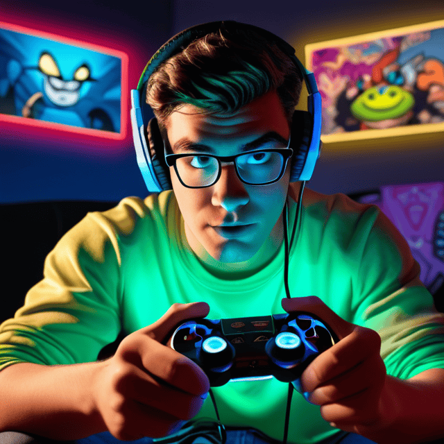 Stable Diffusion - Un gamer jugando en su consola.