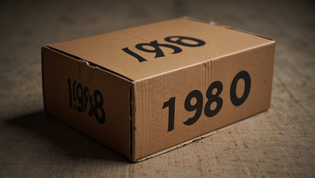 Leonardo.AI - Caja de cartón con la fecha '1980'