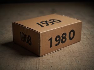 Leonardo.AI - Caja de cartón con la fecha '1980'