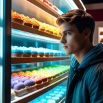 Stable DIffusion - Una persona observando dulces en una tienda
