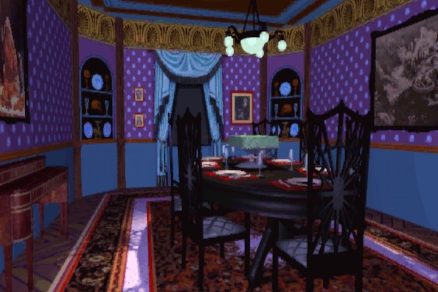 El comedor de la mansión de Stauff, es aquí en donde encontramos uno de los acertijos clásicos del juego.