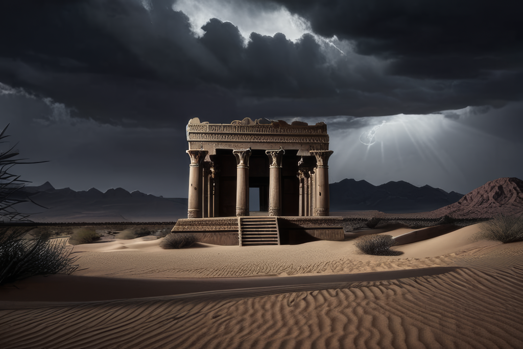 Stable Difussion - Un antiguo templo dedicado a las seis Diosas