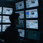 Flux - Un compa viendo noticias en las computadoras