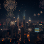 Flux - Una ciudad durante las celebraciones del Año Nuevo.