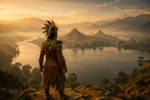 Ancient Warrior Gazing at City