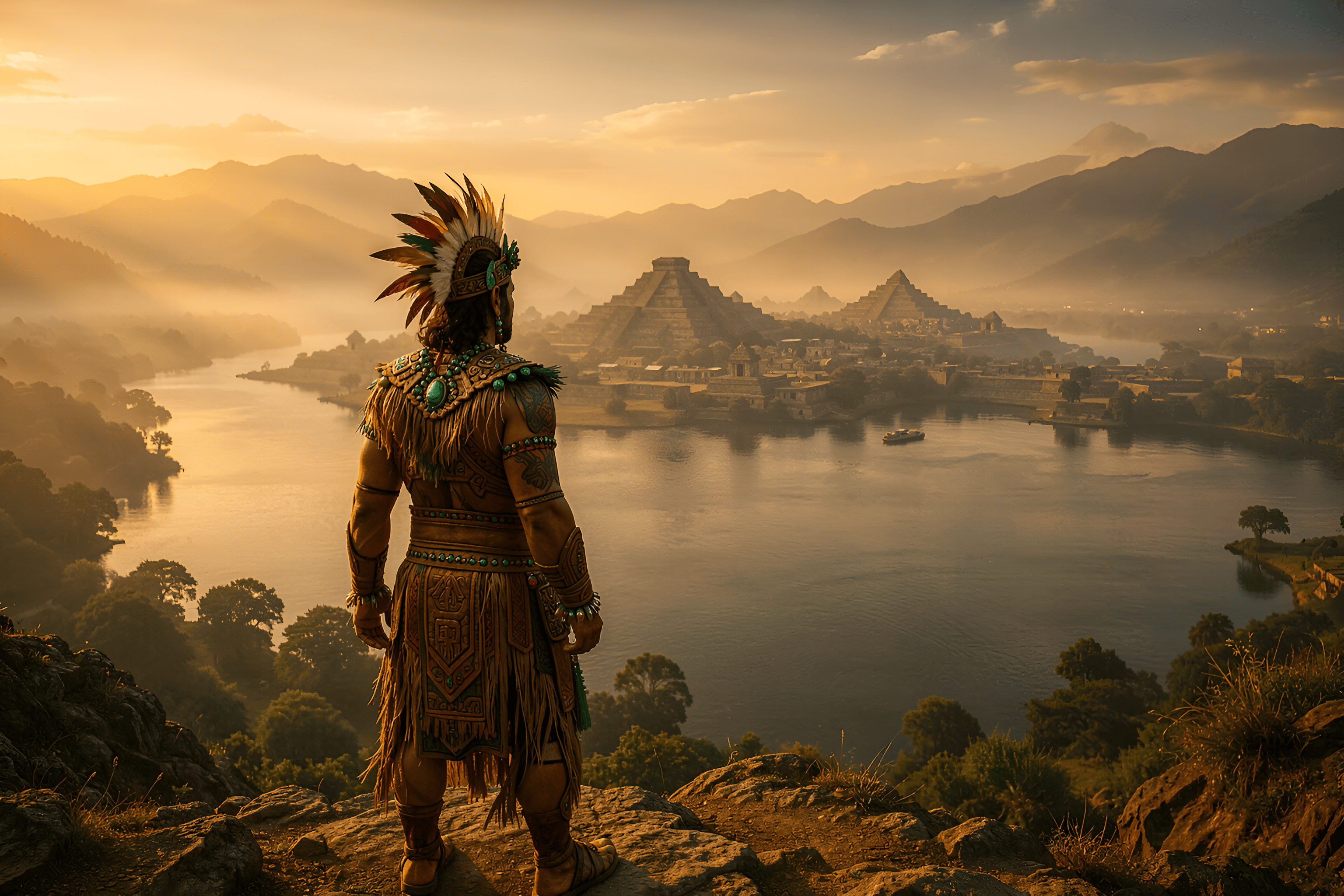 Ancient Warrior Gazing at City