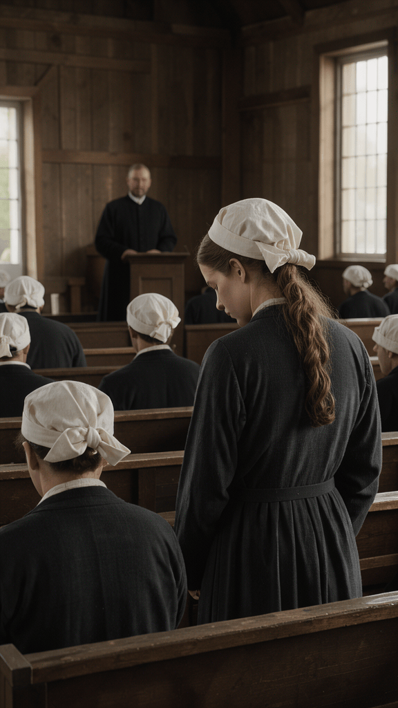 cinematic_photorealistic_vertical_shot_inside_a_plain_wooden_puritan_meetinghouse_in_1706__a_seated_congregation_in_dark_simple_clothing_and_white_linen_caps__in_the_foreground_a_young__3089191063